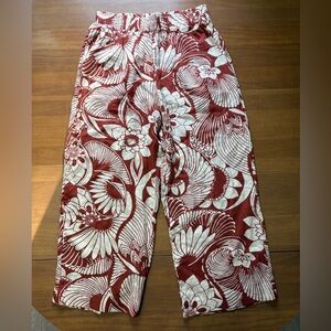 Christian Siriano Linen Wide Leg Pants Size Medium Rust and Cream Coloring